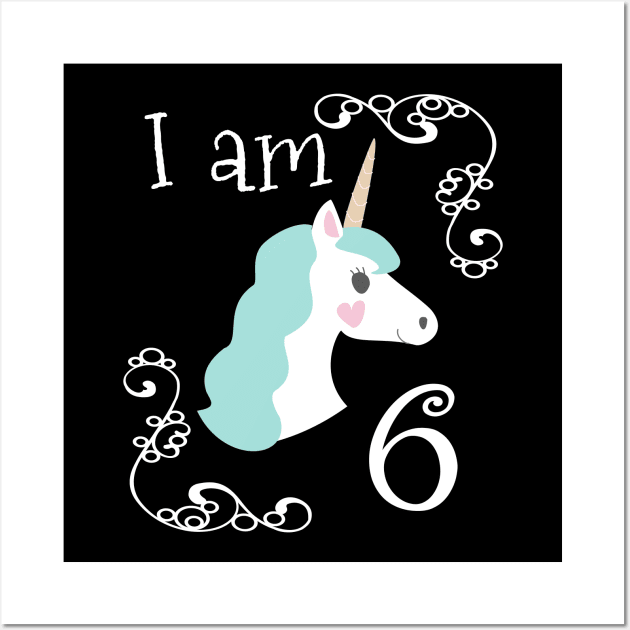 Sixth Birthday Unicorn Wall Art by Fellball